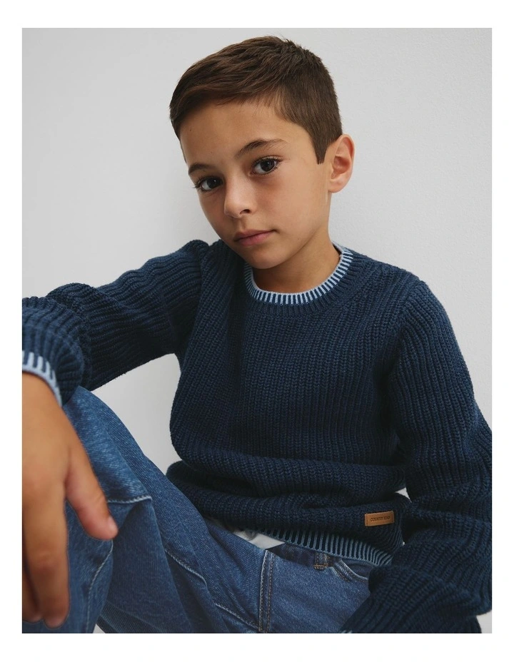 Rib Detail Knit in Navy Marle image 2