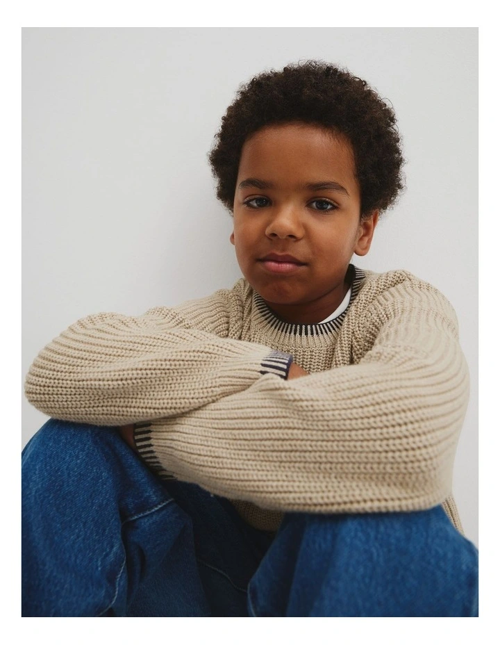 Rib Detail Knit in Stone Marle image 2