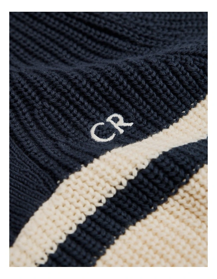 Stripe Half Zip Knit in Navy image 5