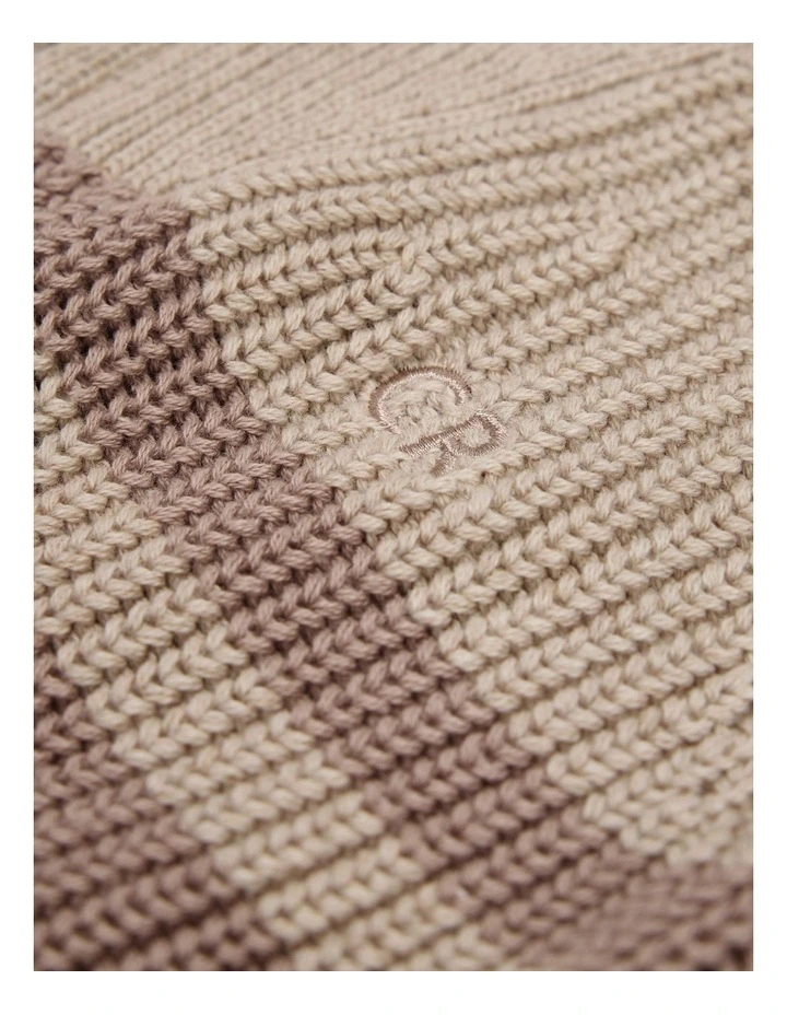 Stripe Half Zip Knit in Stone Marle image 5