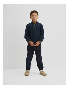 Zip Through Cardigan in Navy