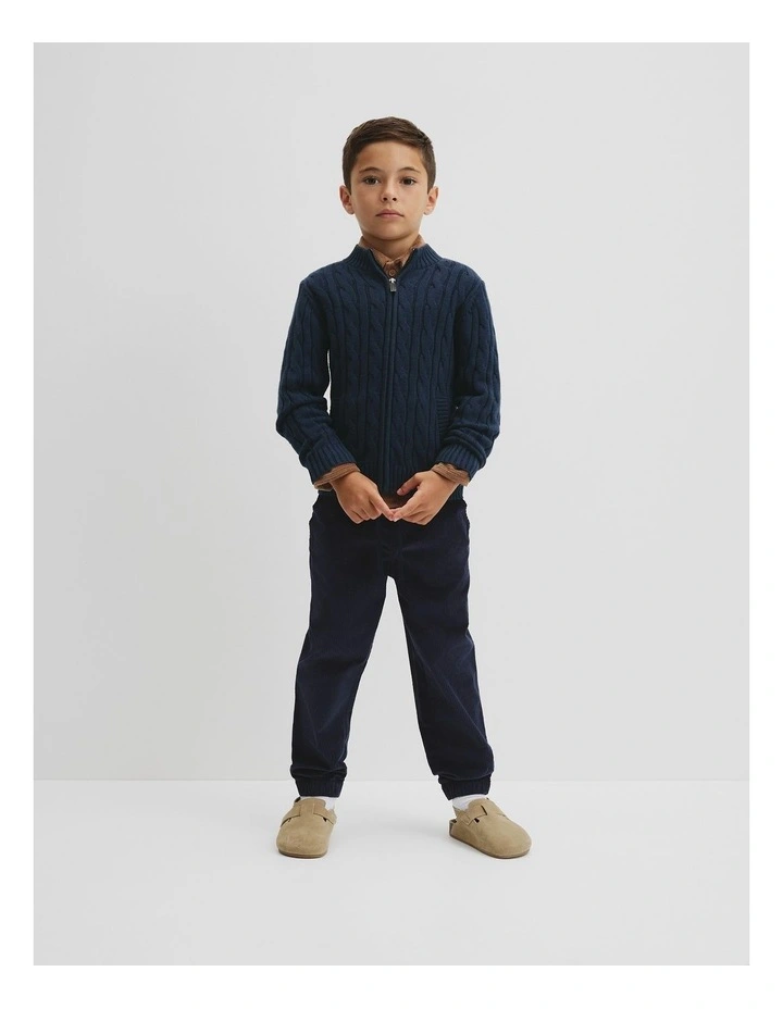 Zip Through Cardigan in Navy image 1