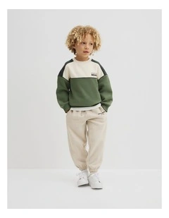 Australian Cotton Spliced Sweat in Dusty Sage