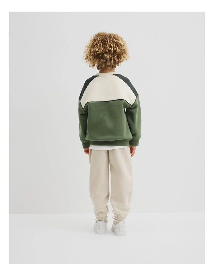 Australian Cotton Spliced Sweat in Dusty Sage image 3