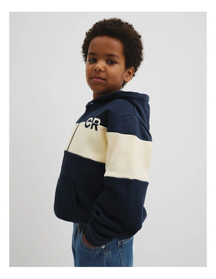 Zip Through Hooded Sweat in Navy image 2