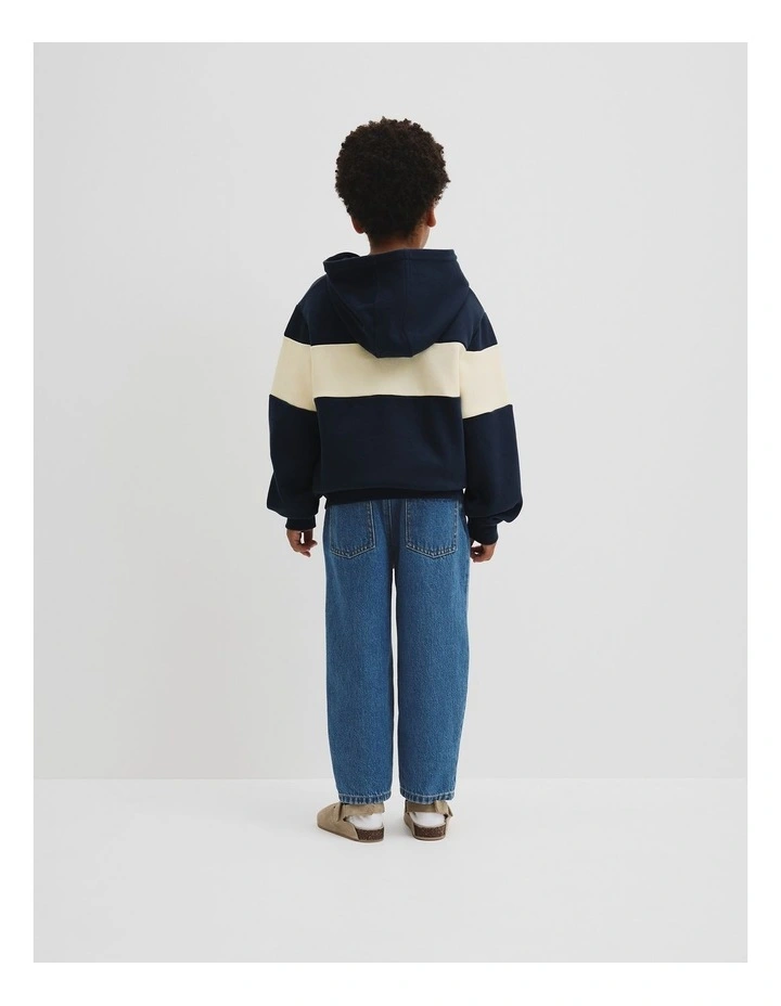 Zip Through Hooded Sweat in Navy image 3