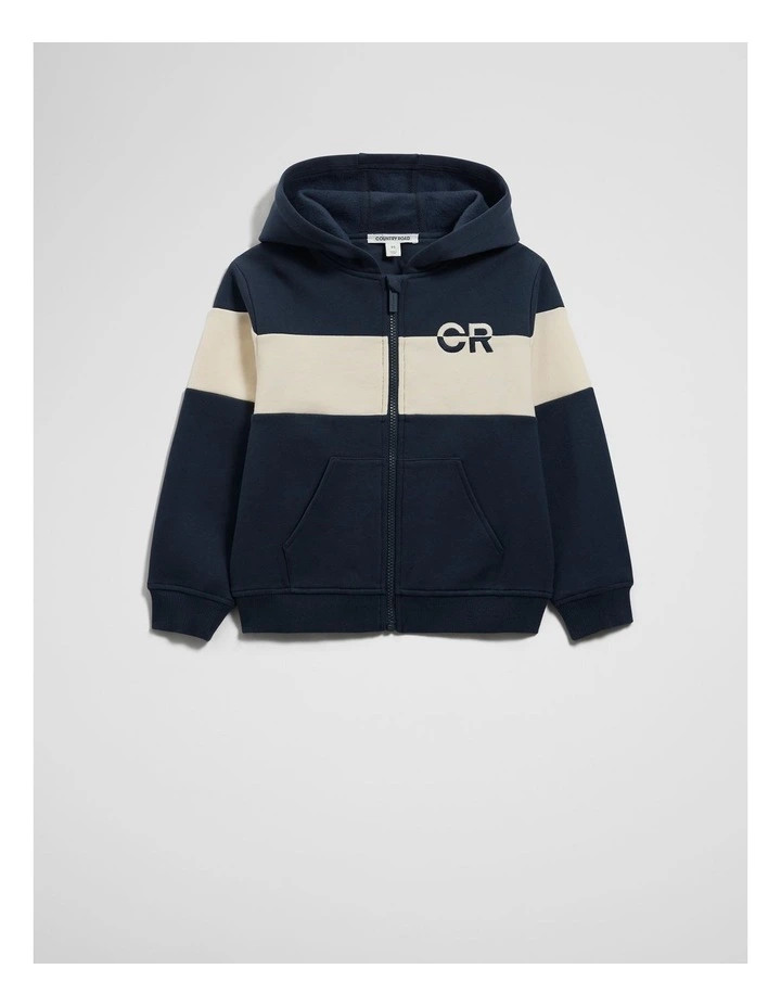 Zip Through Hooded Sweat in Navy image 4