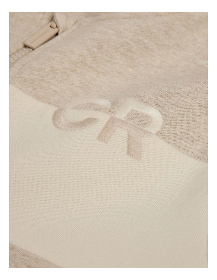 Zip Through Hooded Sweat in Stone Melange image 2