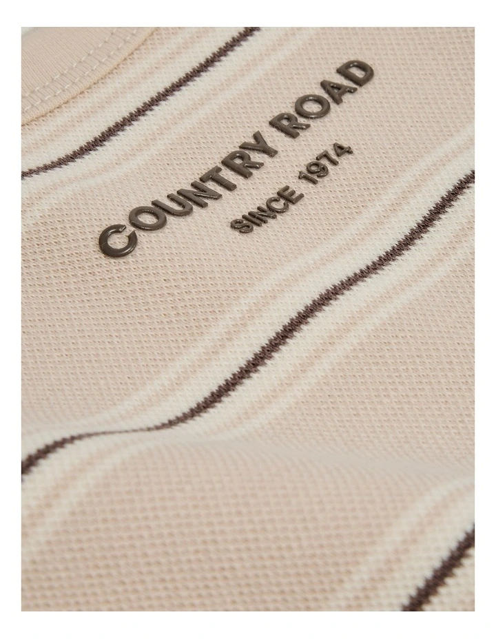 Stripe Long Sleeve Pique T-shirt in Wafer image 2