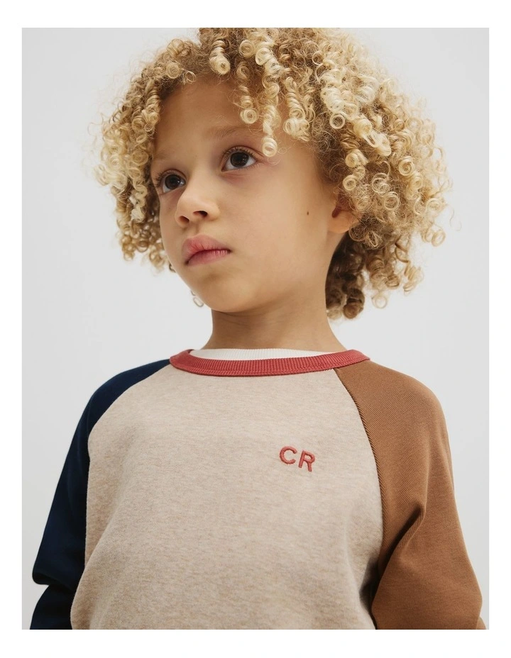 Contrast Sleeve T-shirt in Stone Marle image 2