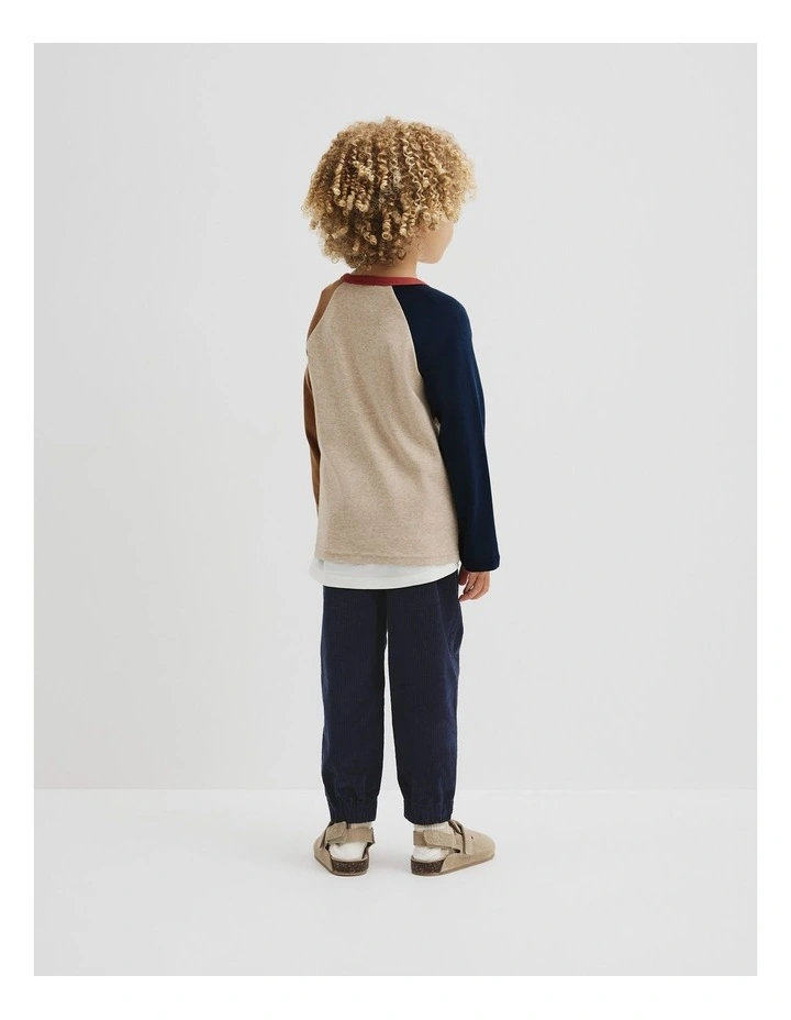 Contrast Sleeve T-shirt in Stone Marle image 3