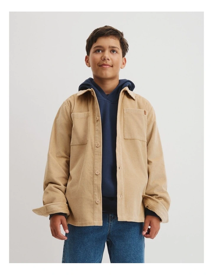 Teen Cord Shacket in Latte image 2