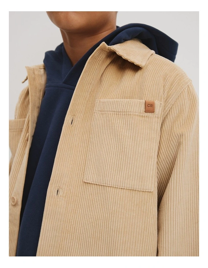 Teen Cord Shacket in Latte image 3
