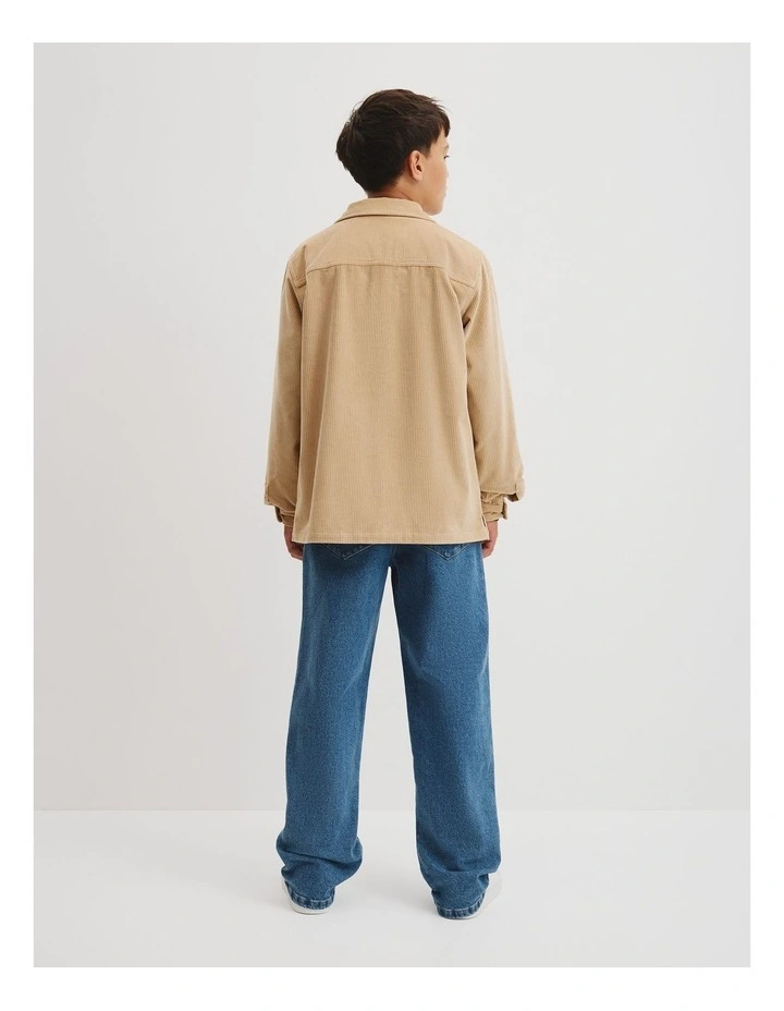 Teen Cord Shacket in Latte image 4