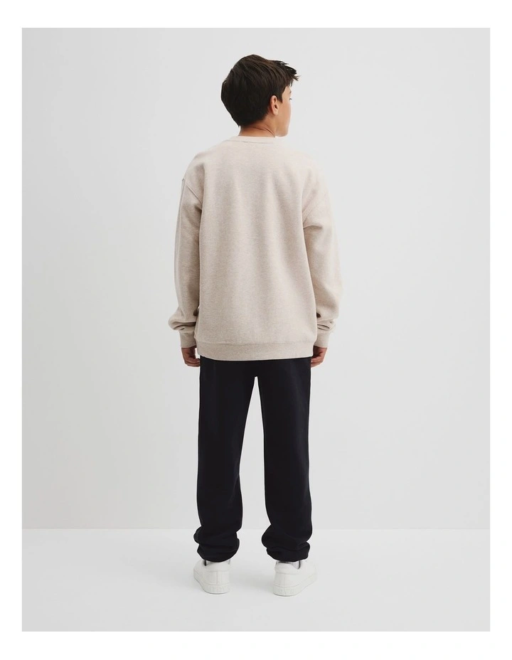 Teen Cotton Logo Crew Neck Sweat in Stone Marle image 4