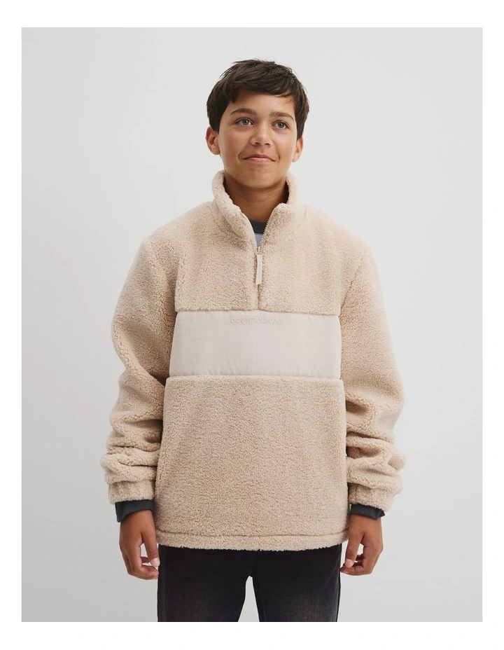 Teen Sherpa Half Zip Sweat in Wafer image 2