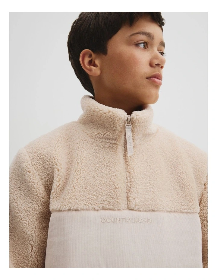 Teen Sherpa Half Zip Sweat in Wafer image 3