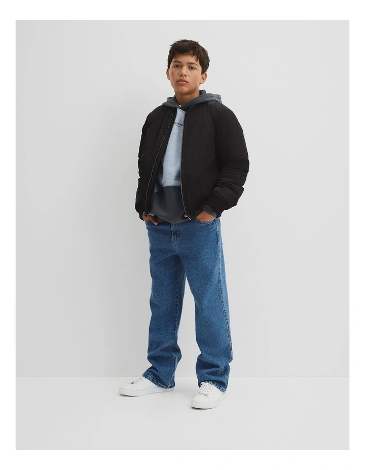 Teen Colour Block Hooded Sweat in Dusty Blue Marle image 2