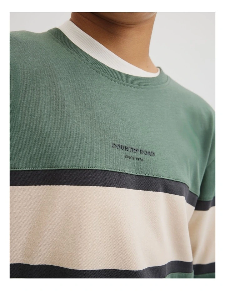 Teen Panelled Long Sleeve T-shirt in Sage image 3