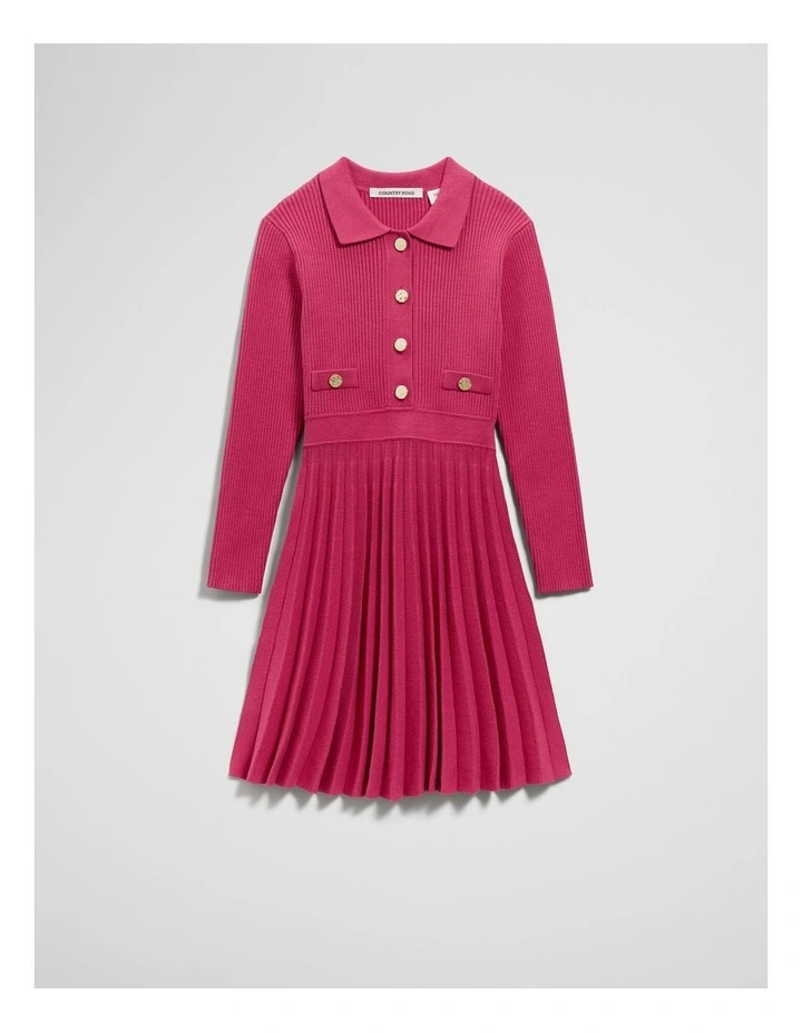 Long Sleeve Button Front Knit Dress in Rosewood image 4