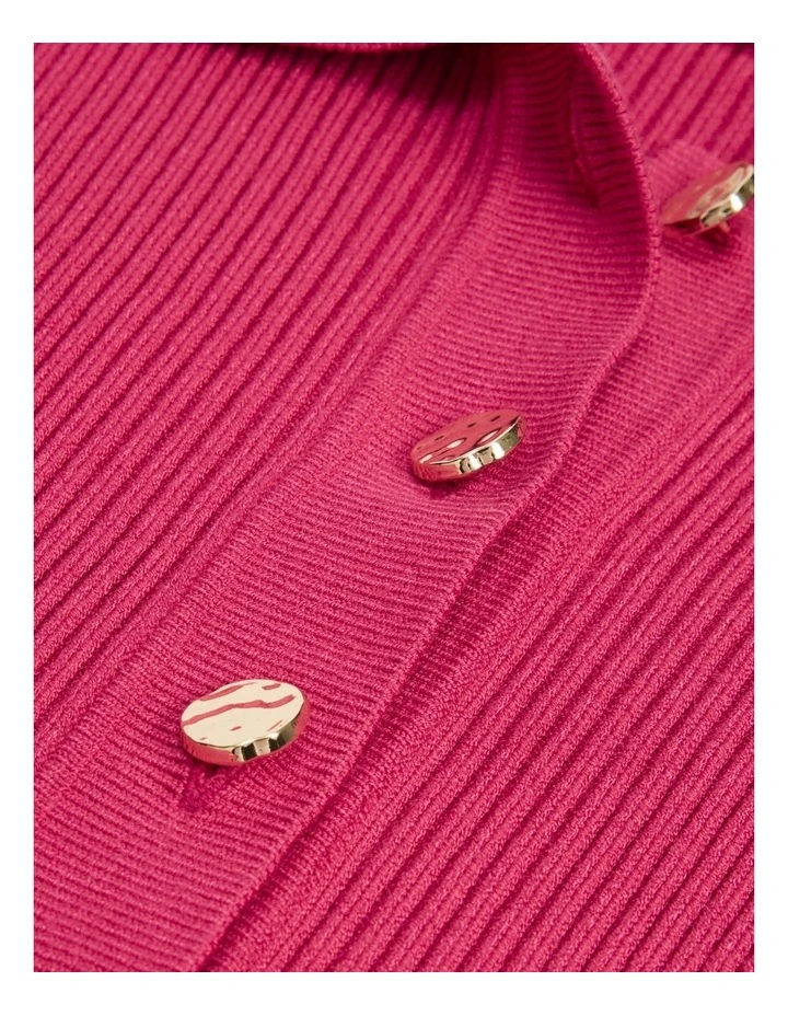 Long Sleeve Button Front Knit Dress in Rosewood image 5