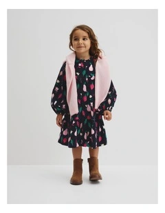 Long Sleeve Fruit Cord Dress in Navy Multi