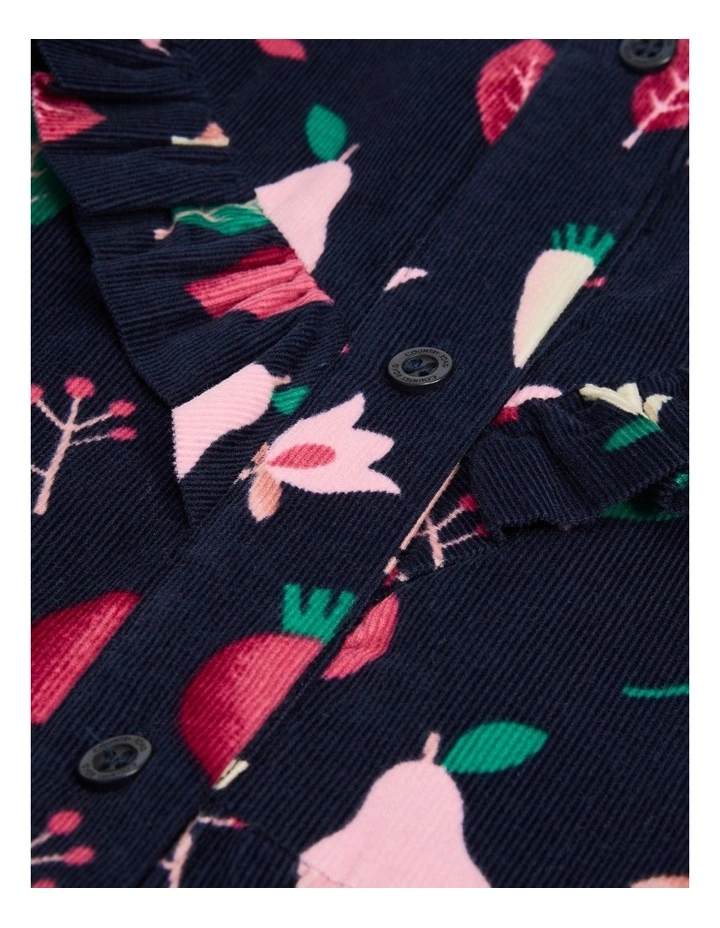 Long Sleeve Fruit Cord Dress in Navy Multi image 5