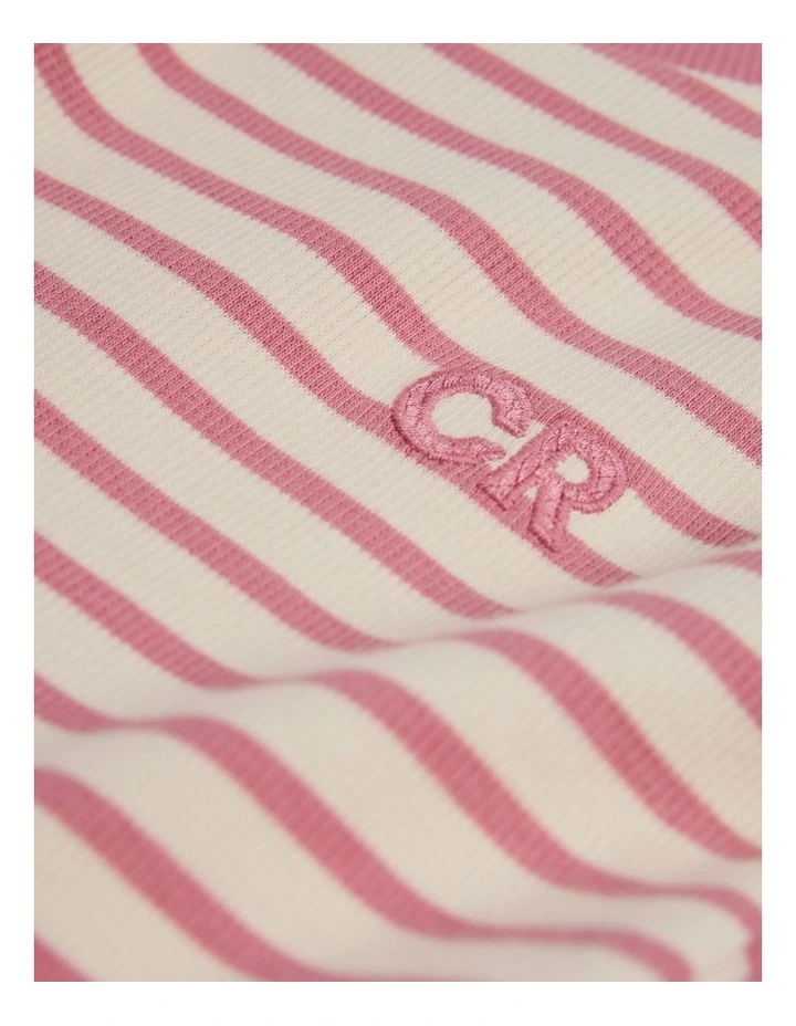 Long Sleeve Gathered Rib Dress in Rosewood Stripe image 5