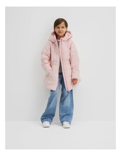 Longline Hooded Jacket in Mineral Pink