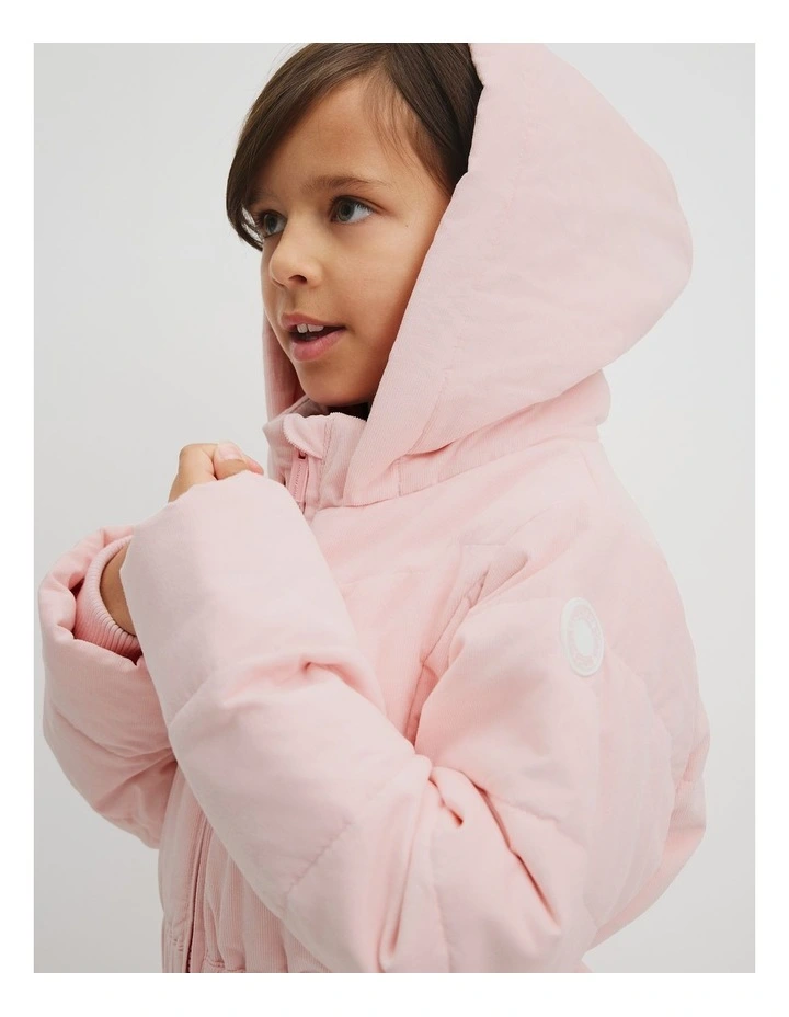 Longline Hooded Jacket in Mineral Pink image 2