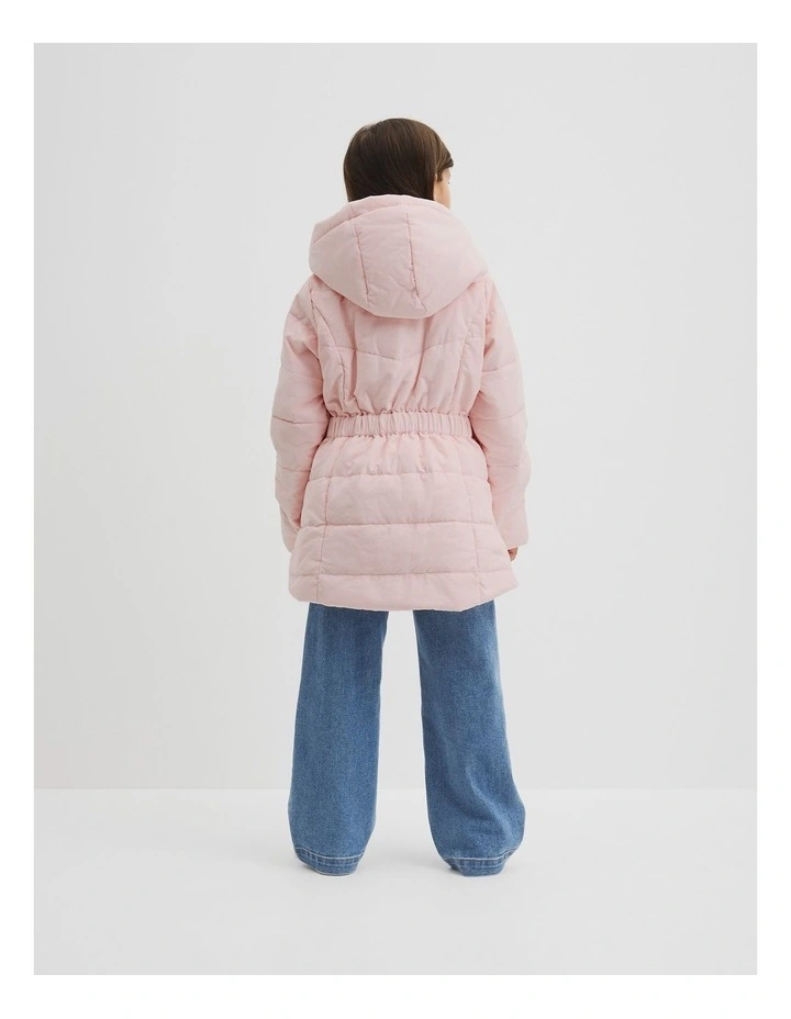 Longline Hooded Jacket in Mineral Pink image 3