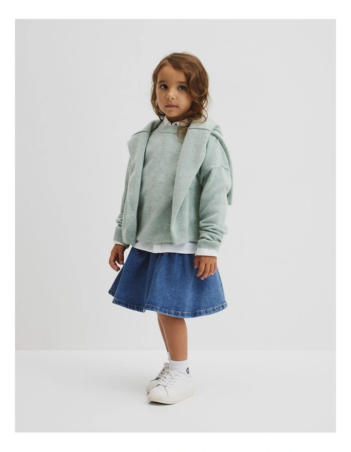 Wool Cashmere Blend Knit in Sage Marle image 2