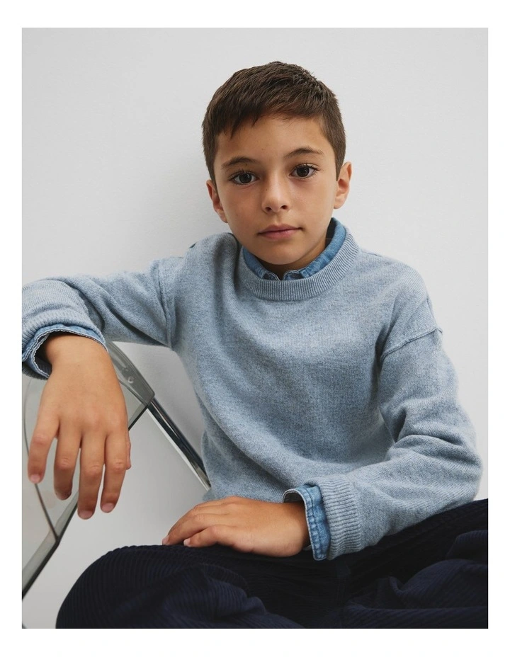 Wool Cashmere Blend Knit in Blue Marle image 2