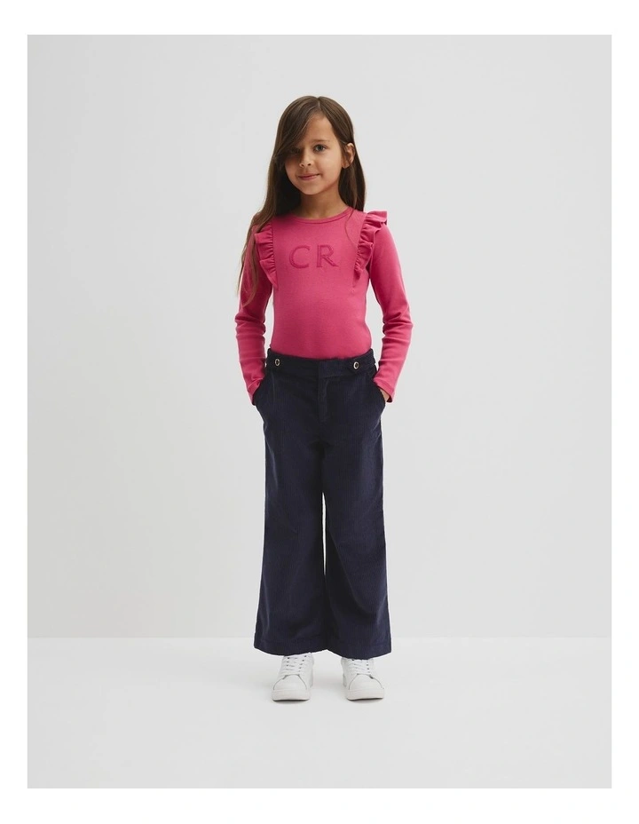 Organically Grown Cotton Wide Leg Cord Pant in French Navy image 1
