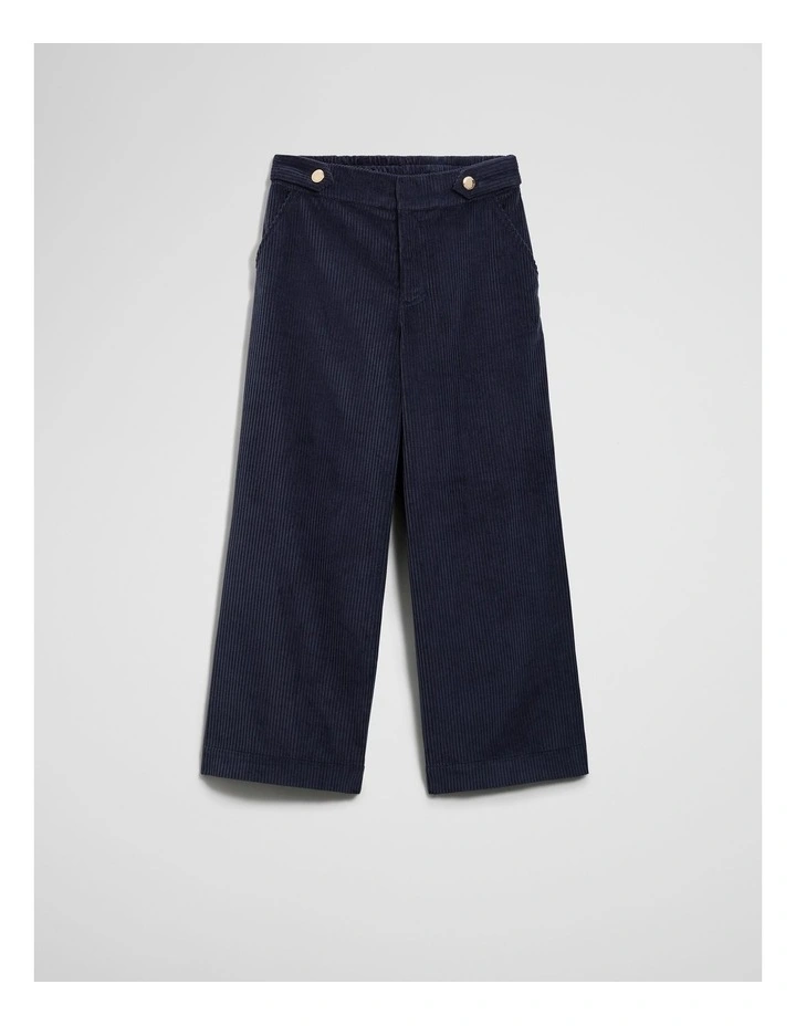 Organically Grown Cotton Wide Leg Cord Pant in French Navy image 4