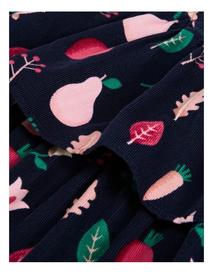 Fruit Tiered Cord Skirt in Navy Multi image 5
