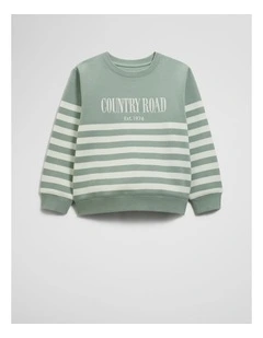 Australian Cotton Relaxed Heritage Sweat in Fern Stripe