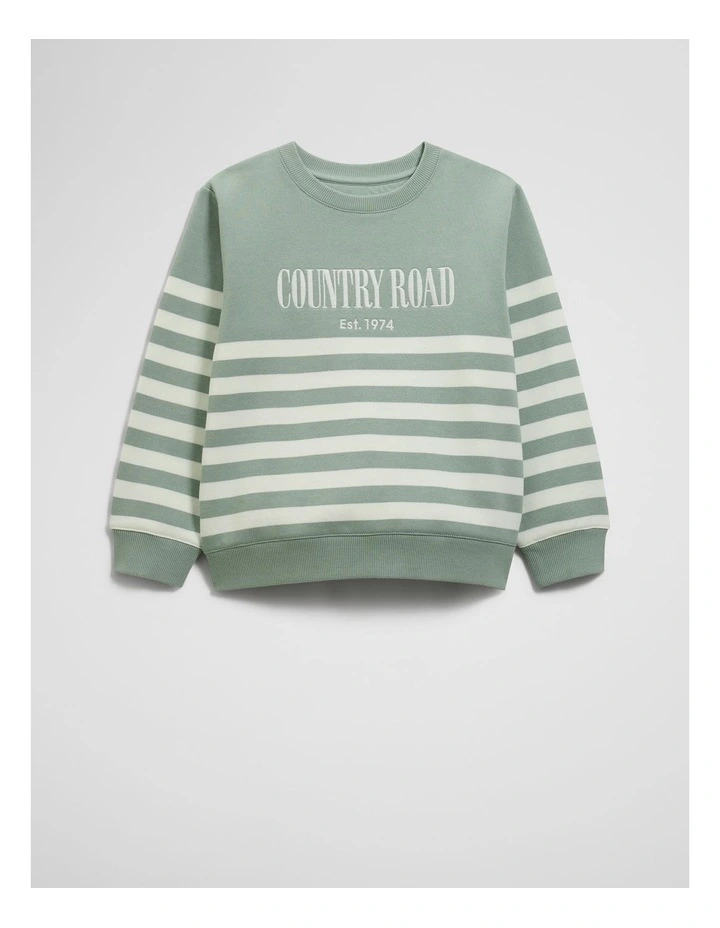 Australian Cotton Relaxed Heritage Sweat in Fern Stripe image 1