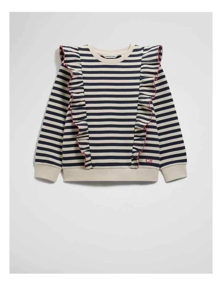 Frill Sweat in Navy Stripe image 4