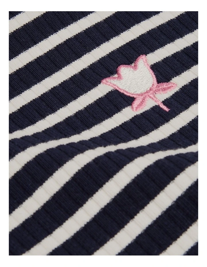 Rib Flare Sleeve Top in Navy Stripe image 5