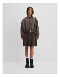 Teen Rib Long Sleeve Knit Dress in Truffle