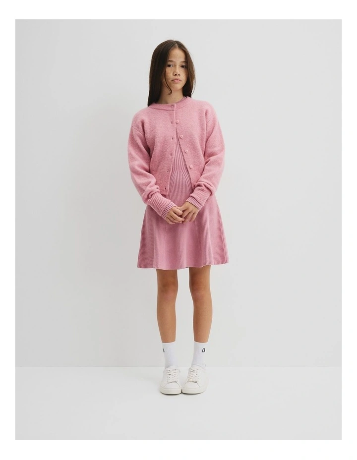 Teen Rib Long Sleeve Knit Dress in Dusty Berry image 1