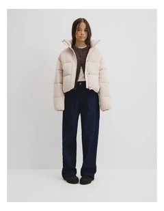 Teen Cord Puffer Jacket in Wafer