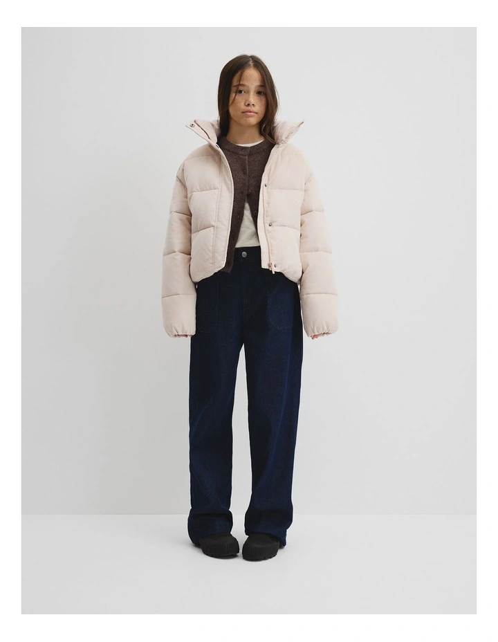 Teen Cord Puffer Jacket in Wafer image 1