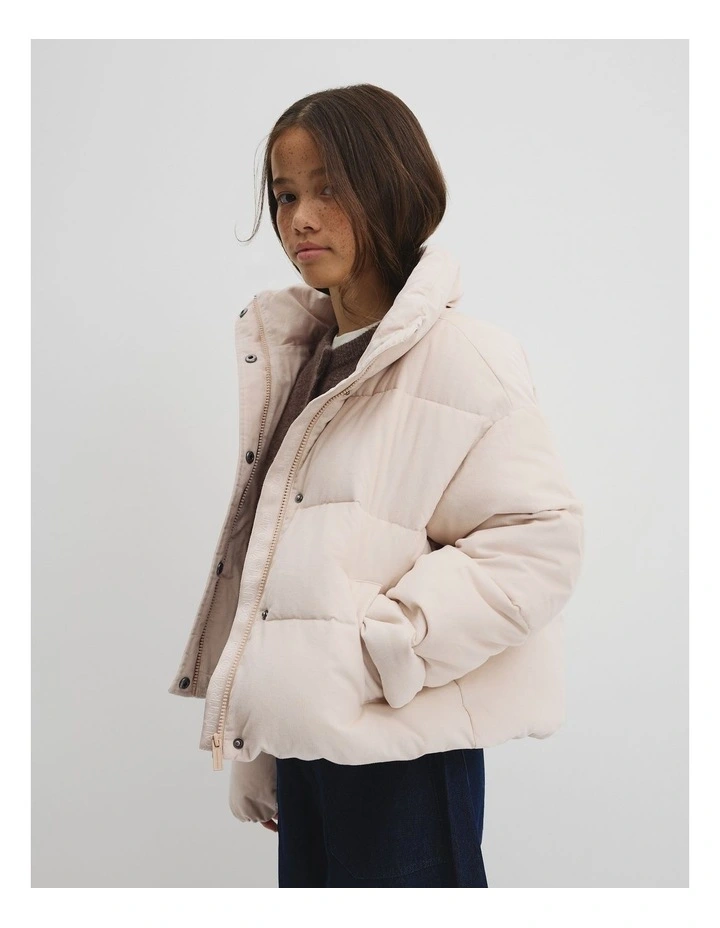 Teen Cord Puffer Jacket in Wafer image 2