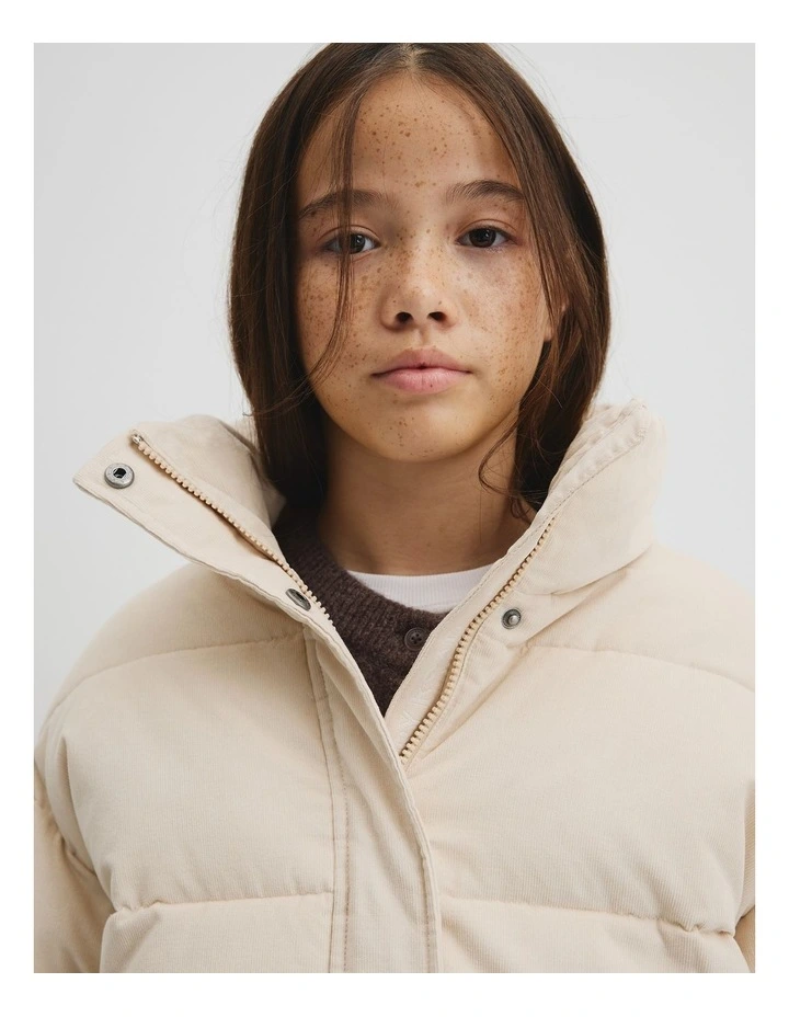 Teen Cord Puffer Jacket in Wafer image 3