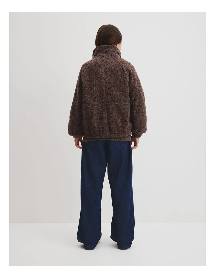 Teen Sherpa Zip Through Jacket in Truffle image 4