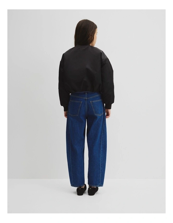 Teen Gathered Bomber Jacket in Black image 4