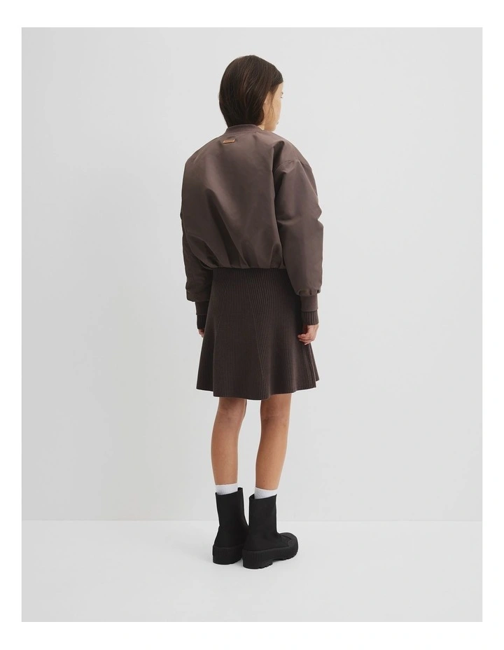 Teen Gathered Bomber Jacket in Truffle image 4