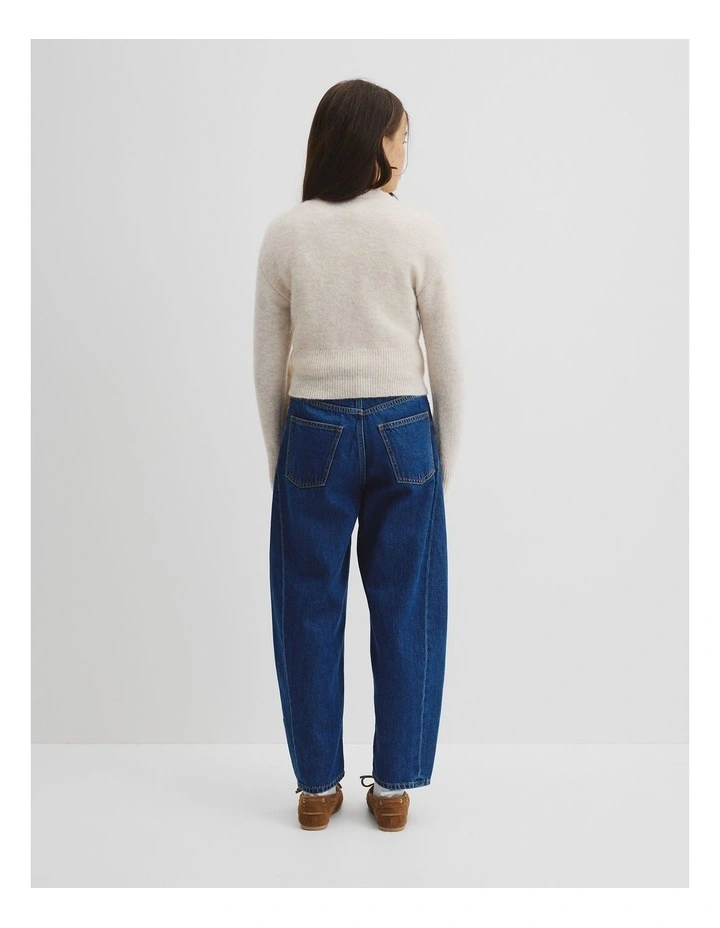 Teen Fluffy Crew Knit Cardigan in Wafer Marle image 4